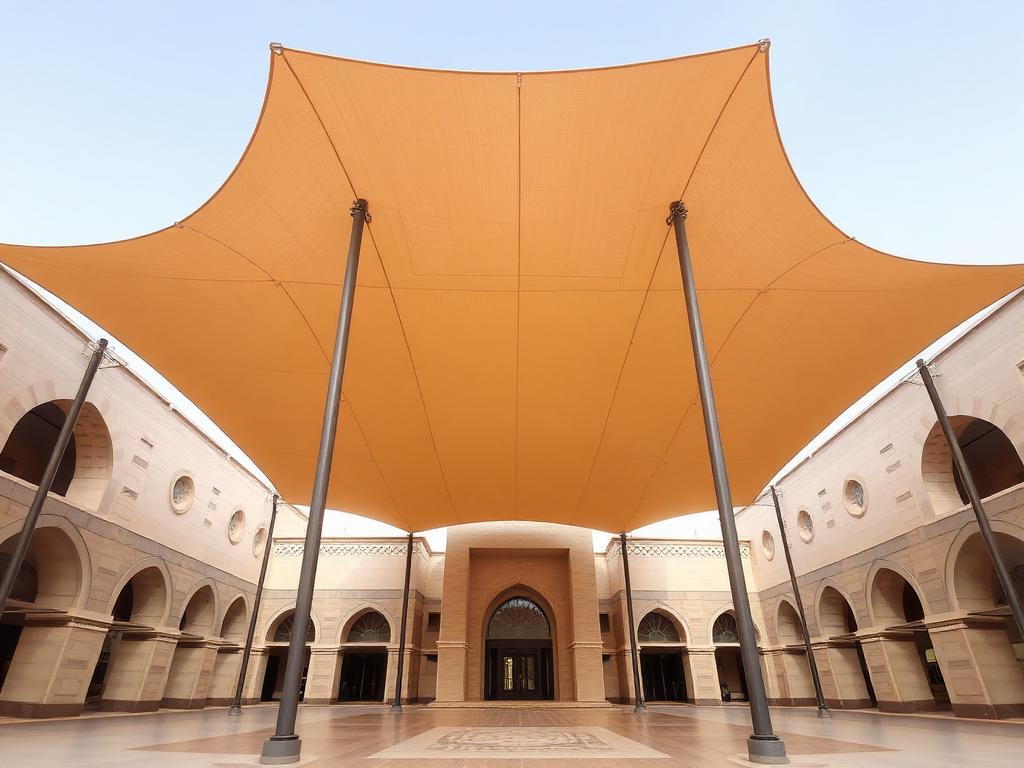 مظلة ساحة جامع بأعمدة حديد